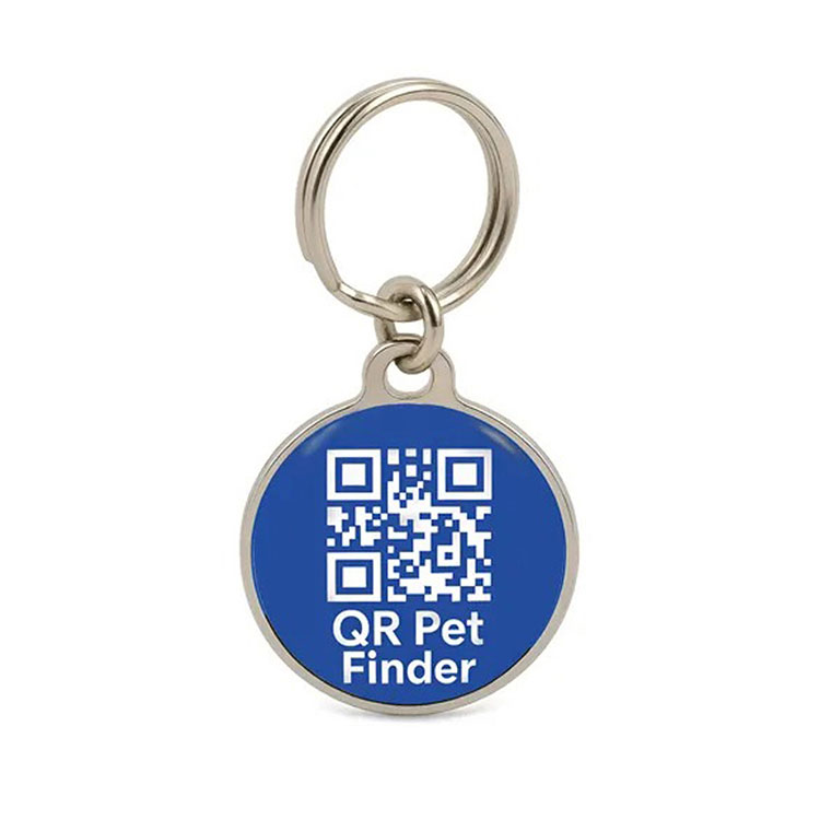 Chapitas mascotas con sistema QR Azul